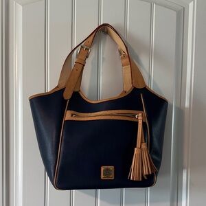 Dooney & Bourke Navy and Tan Tote